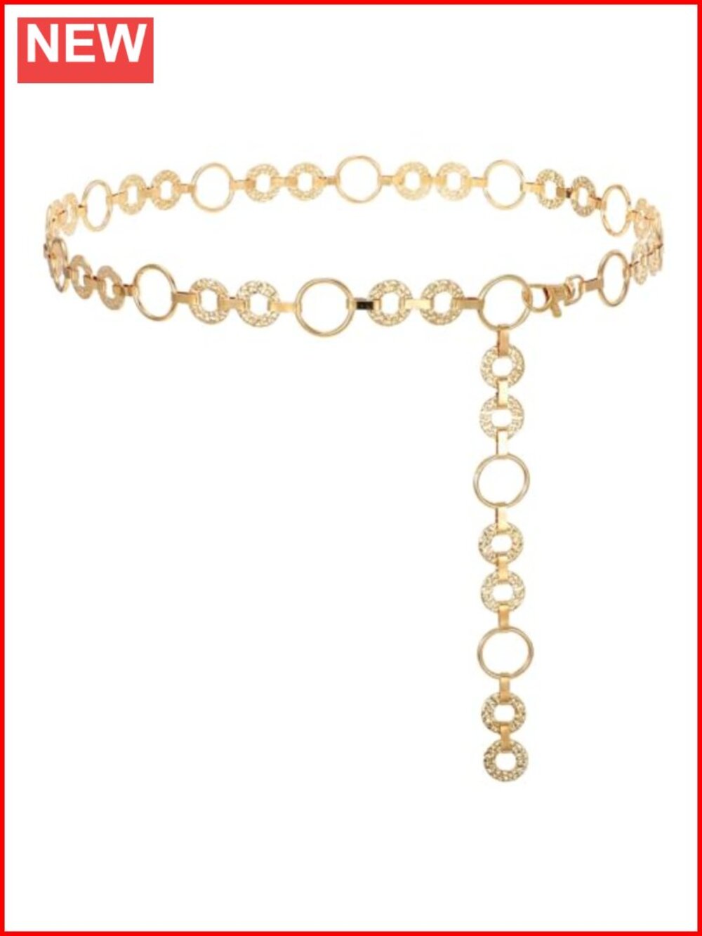 Metal Waist Chain Belt Adjustable Body Link Chain for Jeans Dress